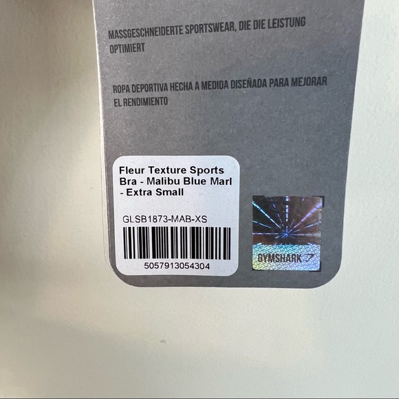 NWT Gymshark Fleur Texture Sports Bra Malibu Blue XS - Picture 10 of 10